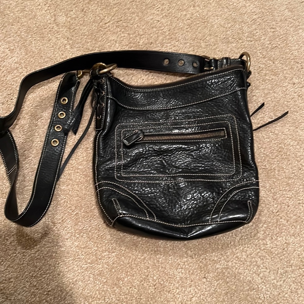 Black leather coach bag in perfect condition!!